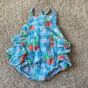 Angel dear strawberry sunsuit, EUC